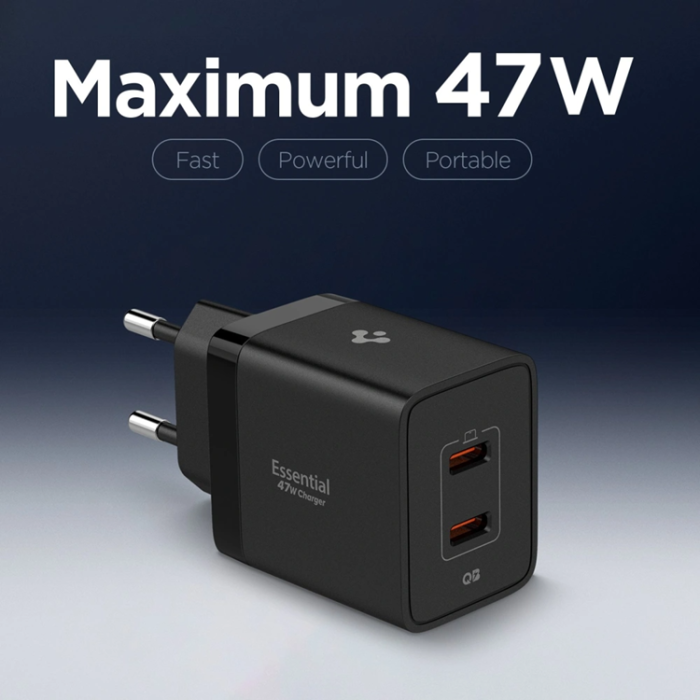 Spigen - Spigen 2-Port Nätverk Laddare 47W ESSENTIAL EE472EU