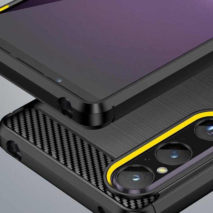 OEM - Sony Xperia 1 V Mobilskal Carbon Silikon - Svart