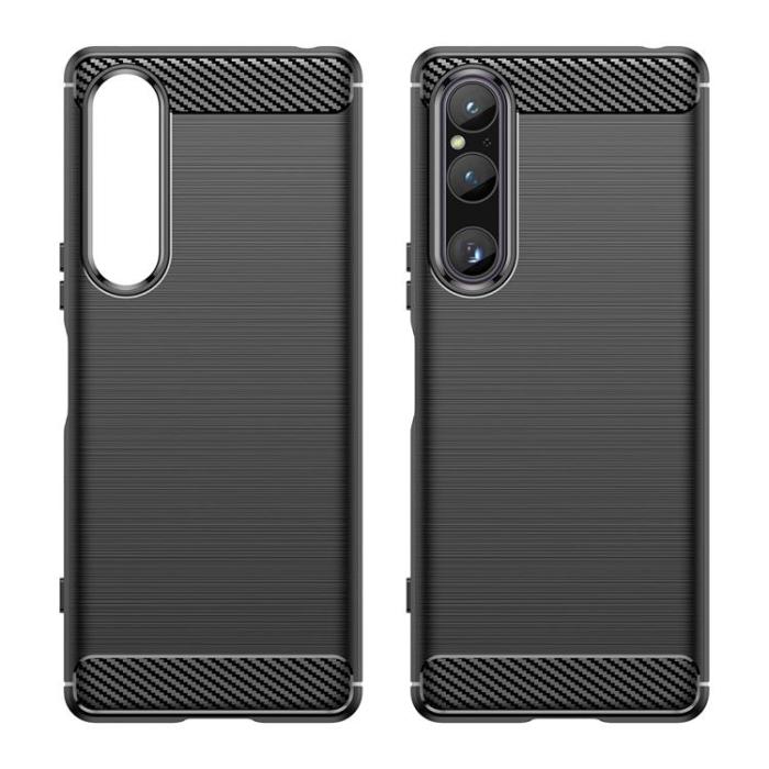 OEM - Sony Xperia 1 V Mobilskal Carbon Silikon - Svart
