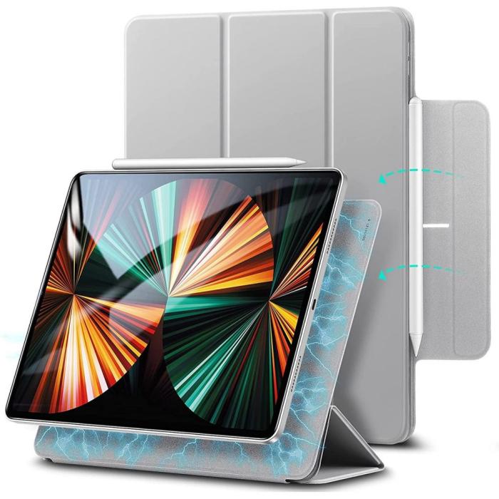 ESR - ESR iPad Pro 12.9 2018/2020/2021 Fodral Rebound Magnetic - Silver Grå