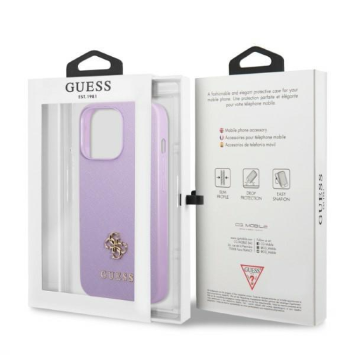 Guess - Guess iPhone 13 Pro Mobilskal Saffiano Small Metall Logo
