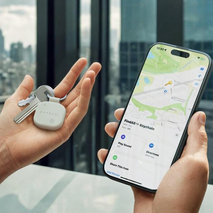 Satechi - Satechi Findall Nyckelring i vegansk läder med Find My - Sand