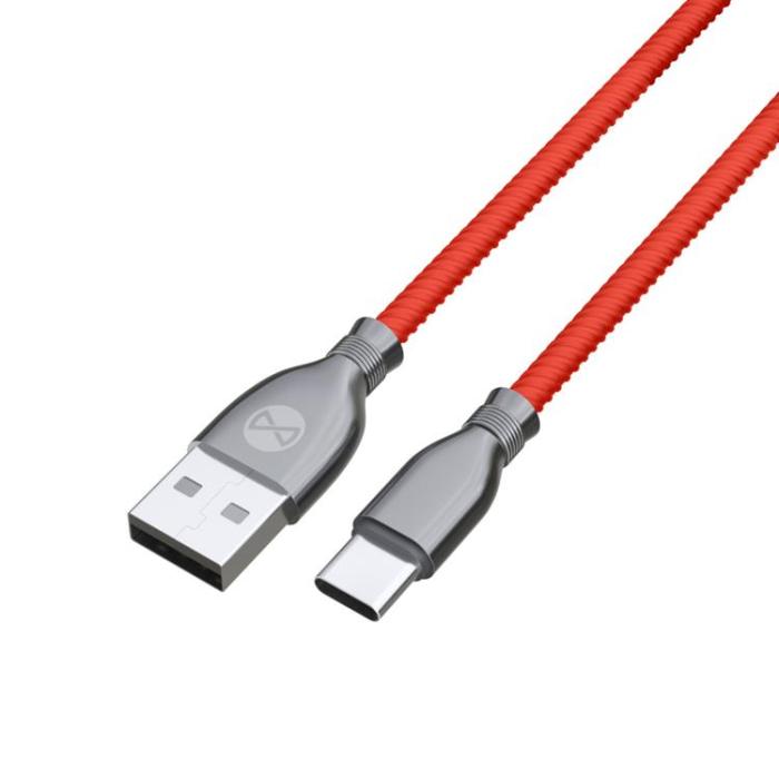 Forever - Forever Tornado USB-C till USB-A kabel 1m 3A - Röd