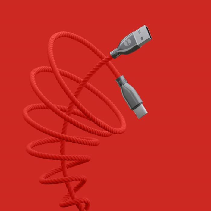 Forever - Forever Tornado USB-C till USB-A kabel 1m 3A - Röd