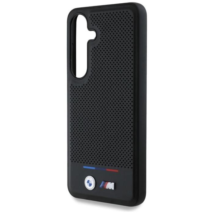 BMW - BMW Galaxy S25 Mobilskal MagSafe Läder Tricolor Stripe - Svart