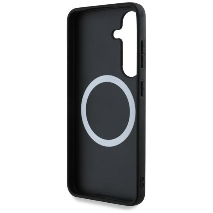 BMW - BMW Galaxy S25 Mobilskal MagSafe Läder Tricolor Stripe - Svart