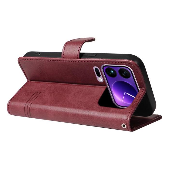 A-One Brand - Xiaomi 17 Pro Max Plånboksfodral T Shape Lines - Vinröd