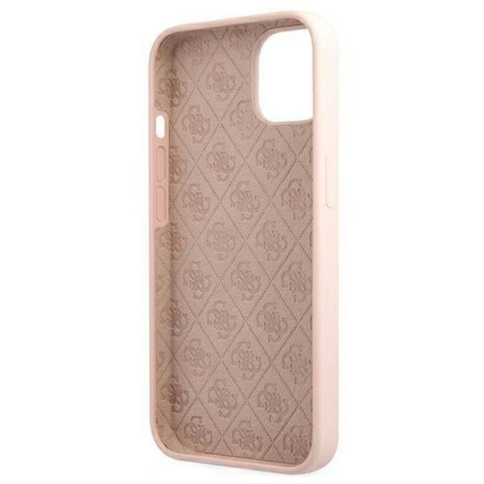 Guess - Guess iPhone 13 Skal Magsafe Silicone Script Gold Logo - LjusRosa
