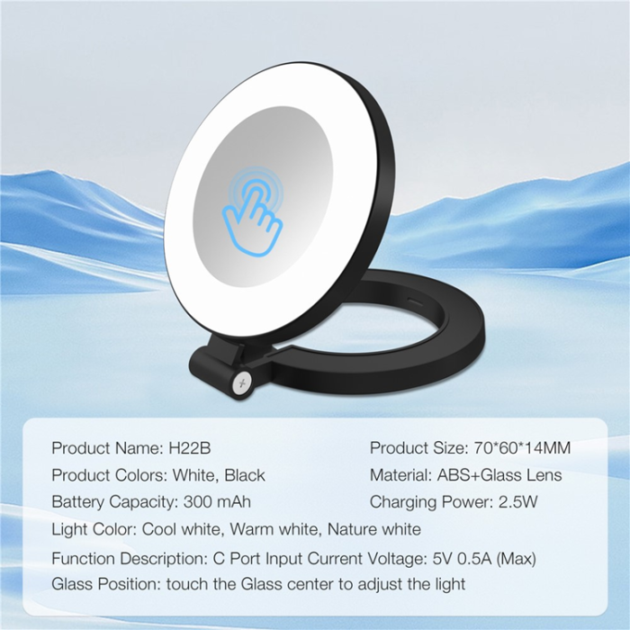 OEM - Magnetisk Mobil Ringlampa, Dimbar för Fotografering/Sminkning H22B