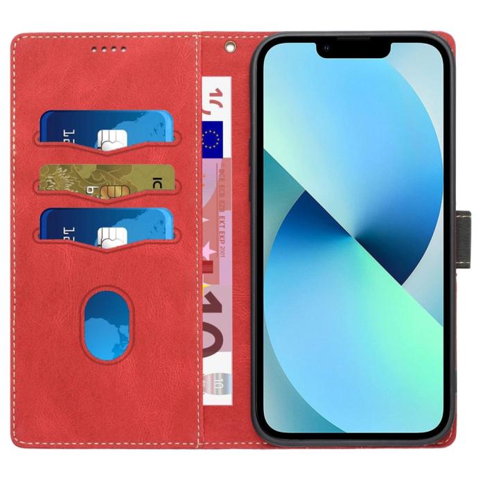 UTGATT1 - iPhone 11 Plånboksfodral Splicing Design - Röd