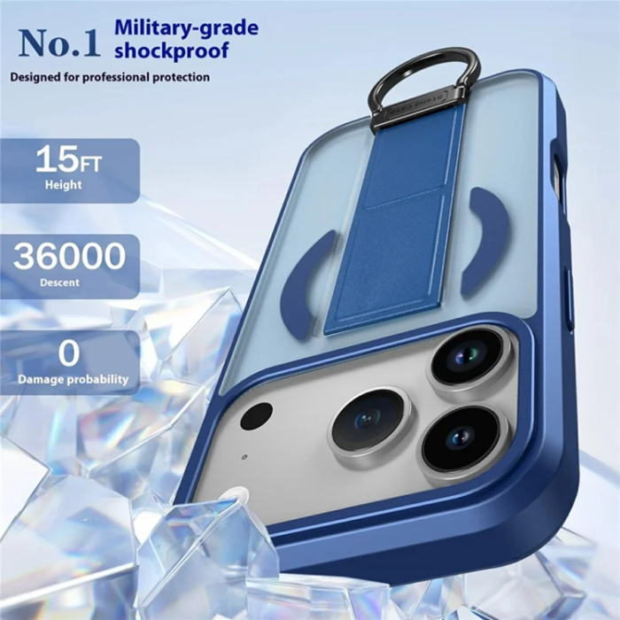 A-One Brand - iPhone 17 Pro Max Mobilskal Magsafe D-Ring Kickstand - Blå