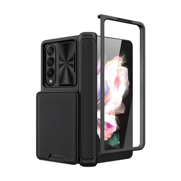 A-One Brand - Galaxy Z Fold 4 Mobilskal Korthållare Kamera Slider - Svart
