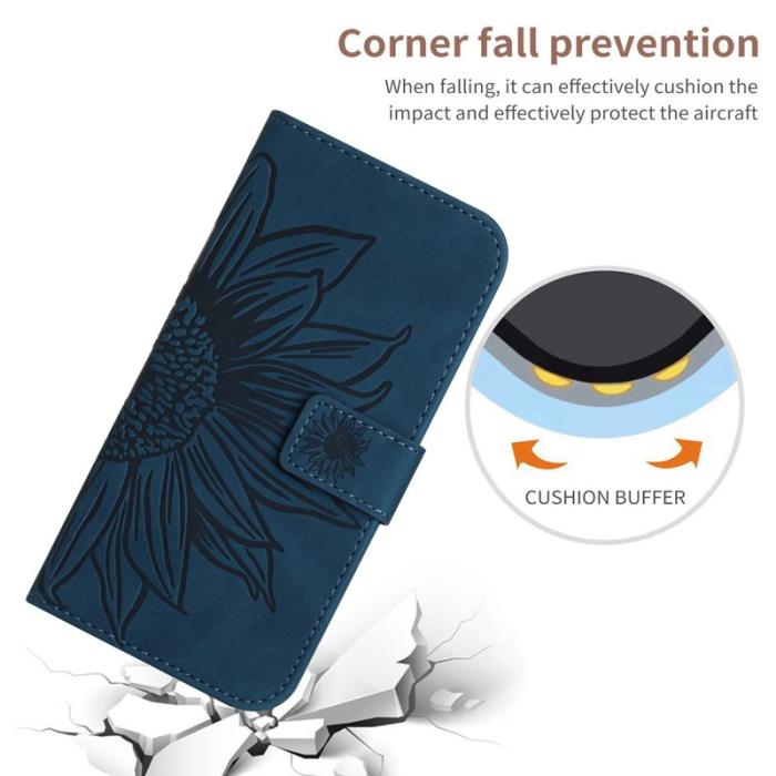 OEM - Samsung Galaxy S26 Plånboksfodral Solros Prägling Konstläder - Blå