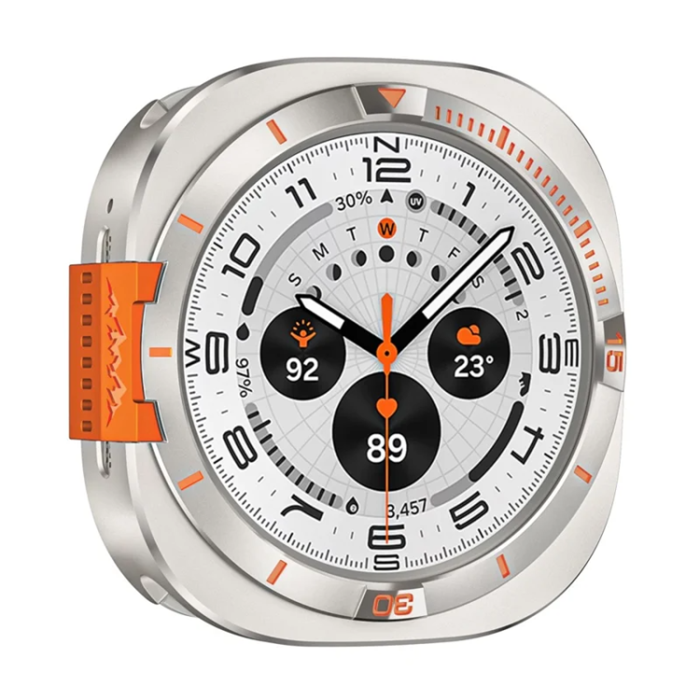 A-One Brand - Metallskal För Galaxy Watch Ultra 47mm (2025) - Titanium/Orange