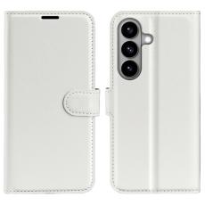 OEM - Litchi Samsung Galaxy S26 Pl&aring;nboksfodral Konstl&auml;der St&ouml;tbest&auml;ndig - Vit