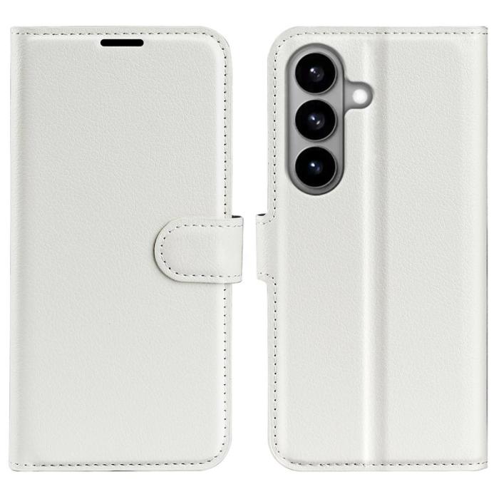 OEM - Litchi Samsung Galaxy S26 Plånboksfodral Konstläder Stötbeständig - Vit