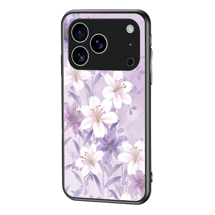 iPhone 17 Pro Max Mobilskal Floral Pattern TPU + Härdat Glas - Lila | 2353 | AlltMobil