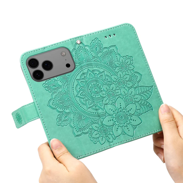 A-One Brand - iPhone 17 Pro Max Plånboksfodral Floral Pattern - Grön
