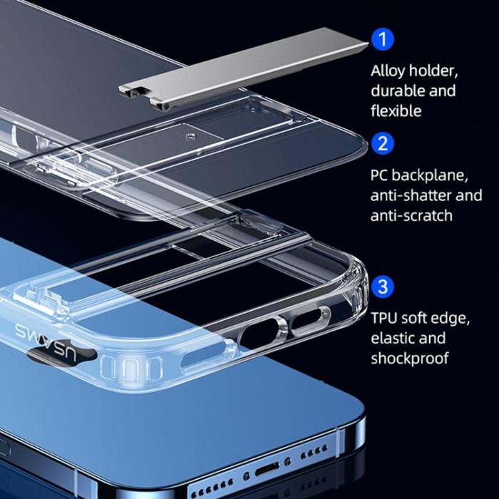 USAMS - USAMS iPhone 14 Plus Skal BH809 Kickstand - Transparent