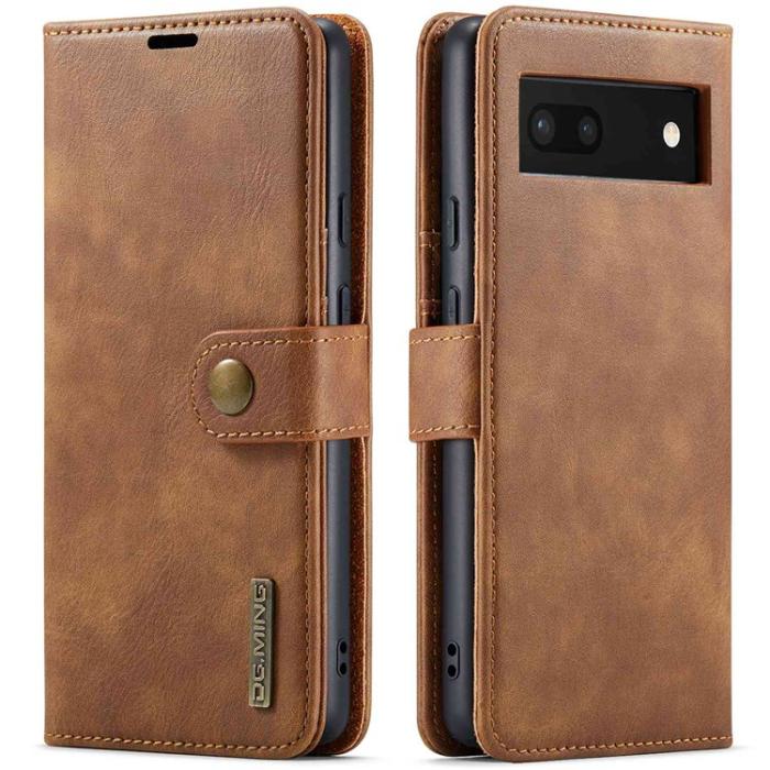 DG.MING - DG.MING Google Pixel 6a Plånboksfodral Detachable 2in1 Äkta Läder - Brun