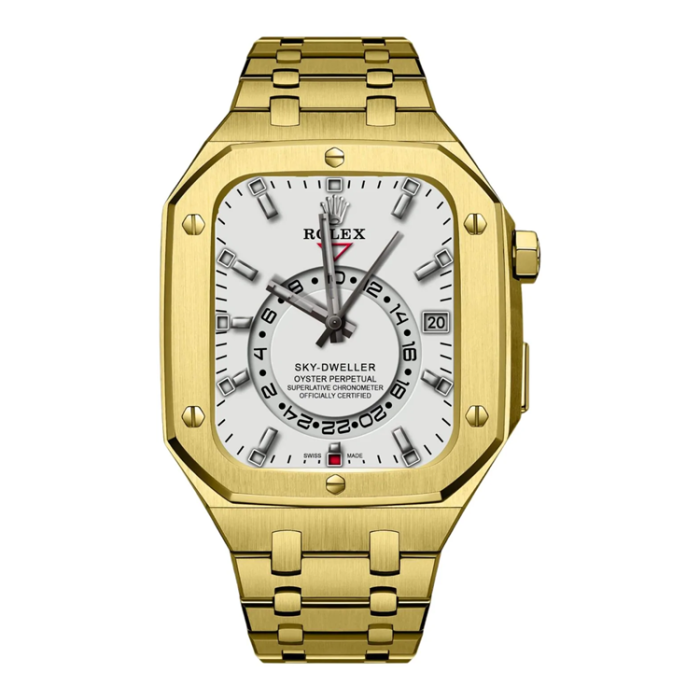 A-One Brand - Apple Watch 4/5/6/7/8/SE (44/45mm) Luxury Band Armor Stainless Steel - Guld