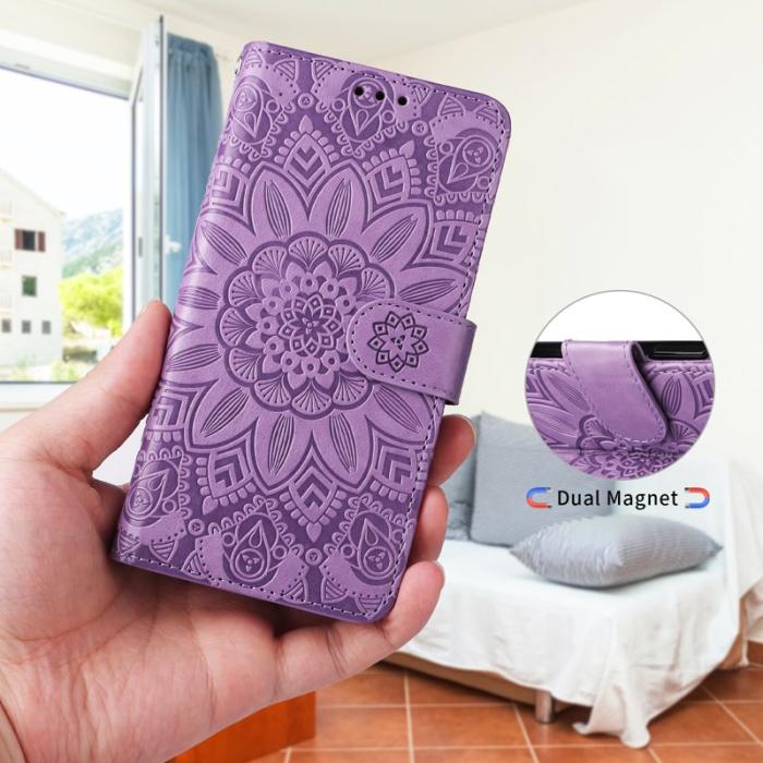 OEM - Samsung Galaxy S26+ Plånboksfodral Konstläder Blomtryck - Lila