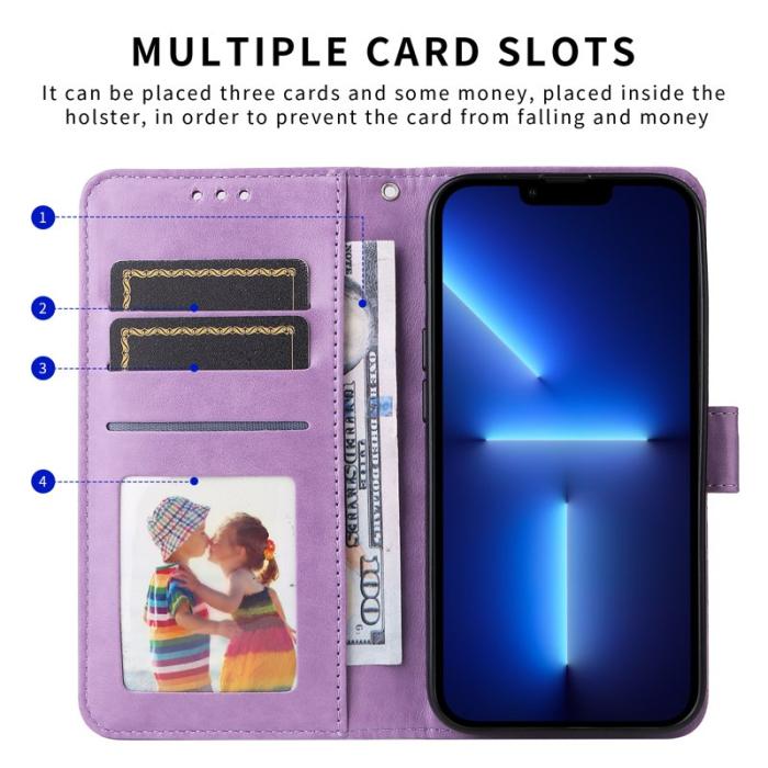 OEM - Samsung Galaxy S26+ Plånboksfodral Konstläder Blomtryck - Lila