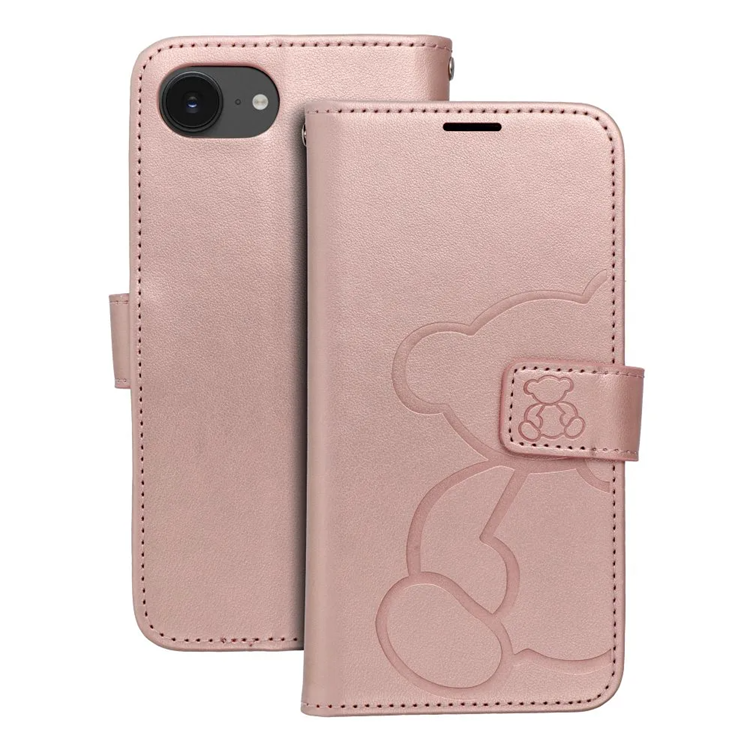 iPhone 16e Plånboksfodral Mezzo - Teddy Bear Rosa Guld | 2353 | AlltMobil