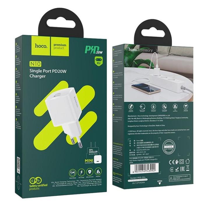 Hoco - Hoco Väggladdare Adapter USB-C - Vit