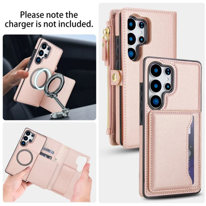 A-One Brand - Galaxy S25 Ultra Plånboksfodral MagSafe Detachable - Rosa Guld