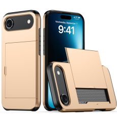 Amorus - AMORUS iPhone Air Mobilskal Med Glidande Korthållare - Guld