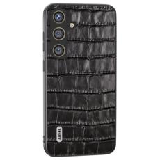 ABEEL - ABEEL Mobilskal till Samsung Galaxy S24 &Auml;kta L&auml;der Krokodiltextur Svart