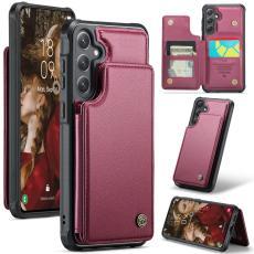 Caseme - CASEME C22 Samsung Galaxy S25 Fodral KonstL&auml;der RFID-SkyddR&ouml;d