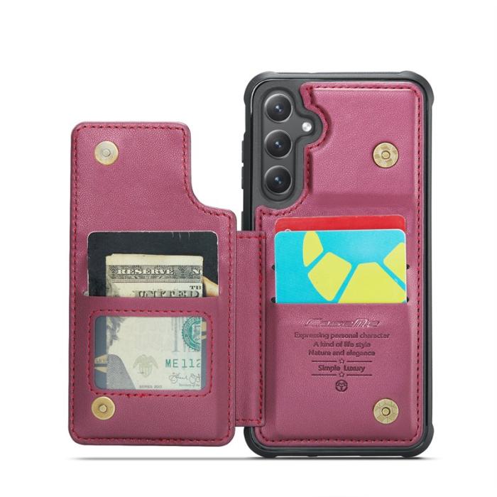 Caseme - CASEME C22 Samsung Galaxy S25 Fodral KonstLäder RFID-SkyddRöd