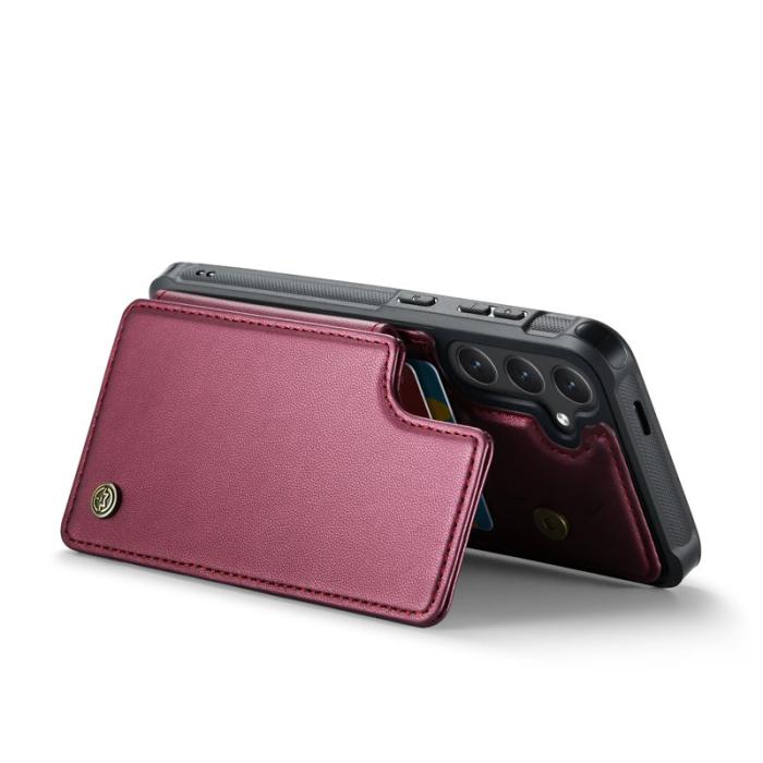 Caseme - CASEME C22 Samsung Galaxy S25 Fodral KonstLäder RFID-SkyddRöd