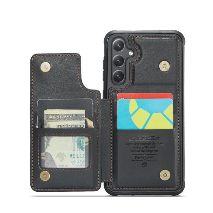 Caseme - CASEME C22 Samsung Galaxy S25 Fodral KonstLäder RFID-Skydd- Svart