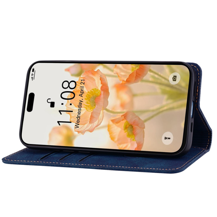 A-One Brand - iPhone Air Plånboksfodral med Rem Lines Pattern - Blå