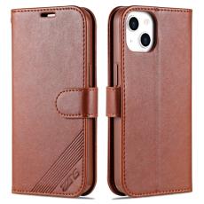 AZNS - AZNS Phone Pl&aring;nboksfodral iPhone 15 Plus - Konstl&auml;der + TPU - Brun