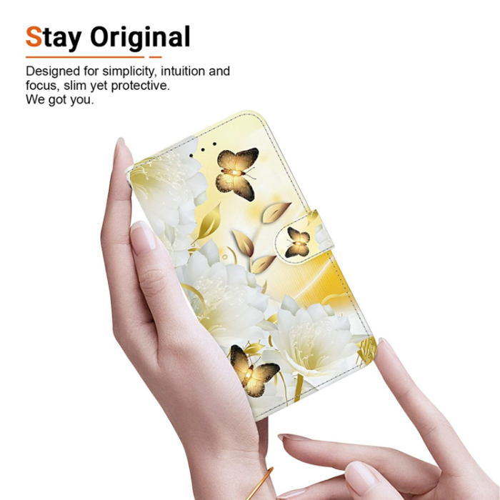 A-One Brand - Sony Xperia 10 VII Plånboksfodral Pattern Printing - Guld Flower