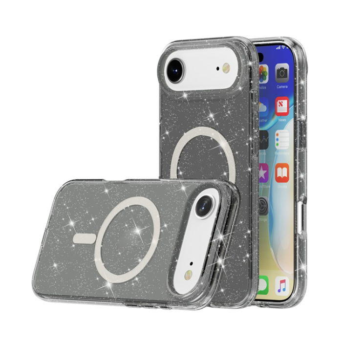 A-One Brand - iPhone 17 Air Mobilskal MagSafe Puderglitter - Svart