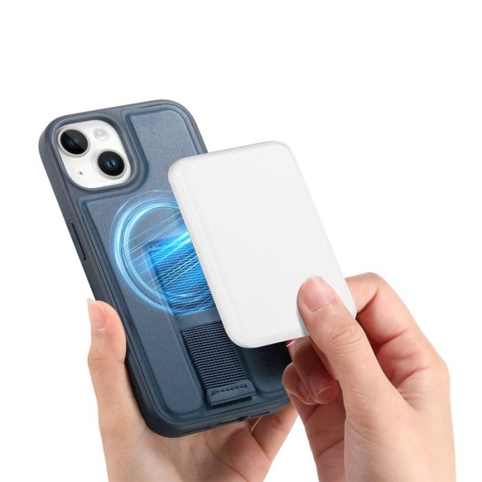 CASENEO - CASENEO iPhone 15 Plus / 14 Plus Fodral - KonstLäder + PC - Blå