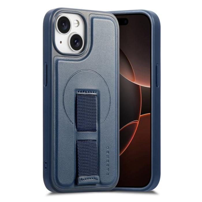 CASENEO - CASENEO iPhone 15 Plus / 14 Plus Fodral - KonstLäder + PC - Blå