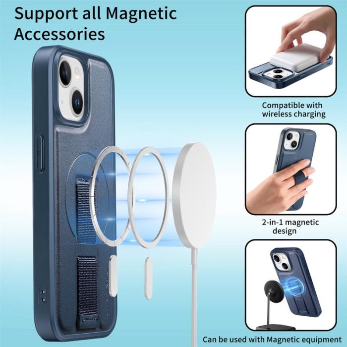 CASENEO - CASENEO iPhone 15 Plus / 14 Plus Fodral - KonstLäder + PC - Blå