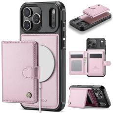 JEEHOOD - JEEHOOD J09 Mobilskal till iPhone 17 Pro RFID L&aring;sfunktion L&auml;der Rosa