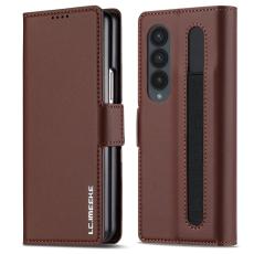 LC.imeeke - LC.IMEEKE L1 f&ouml;r Samsung Galaxy Z Fold3 5G Pl&aring;nboksfodral - Brun Konstl&auml;der