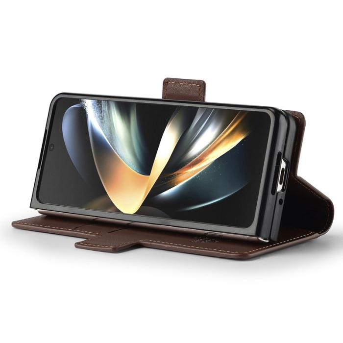 LC.imeeke - LC.IMEEKE L1 för Samsung Galaxy Z Fold3 5G Plånboksfodral - Brun Konstläder