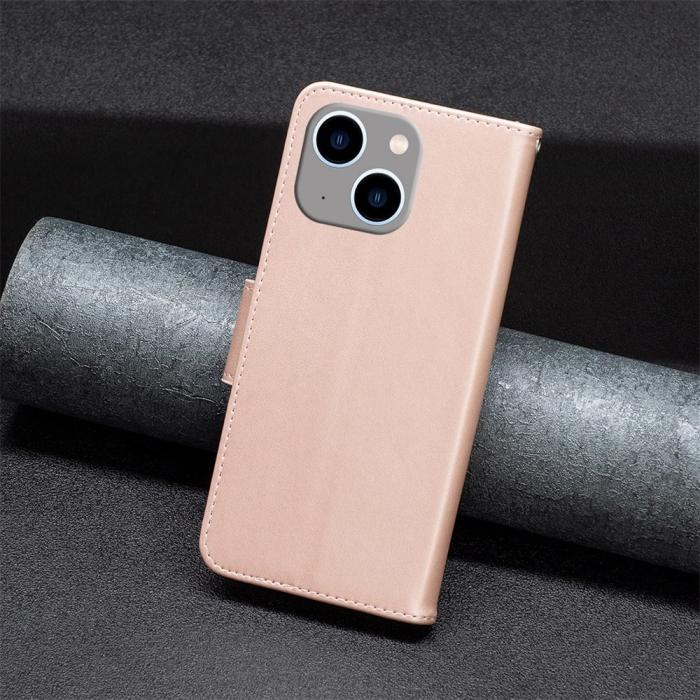 OEM - iPhone 14 Plus Plånboksfodral Butterfly Imprinted - Rosa Guld