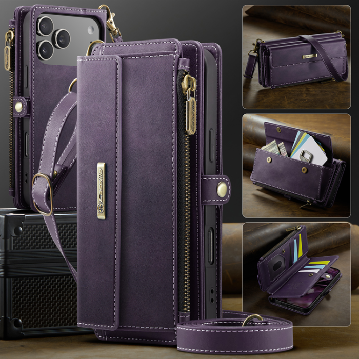 Caseme - CASEME iPhone 17 Pro Plånboksfodral Zipper RFID C39 - Lila