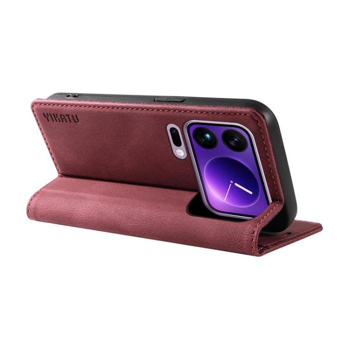YIKATU - YIKATU Xiaomi 17 Pro Max Plånboksfodral Skin Touch - Vinröd
