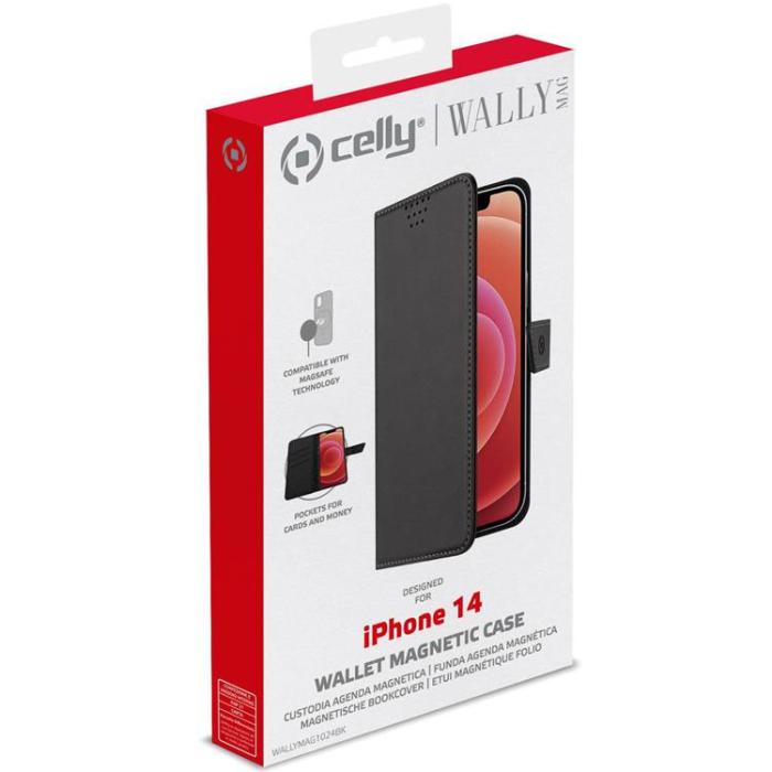 Celly - CELLY iPhone 14 Plånboksfodral Magsafe - Svart